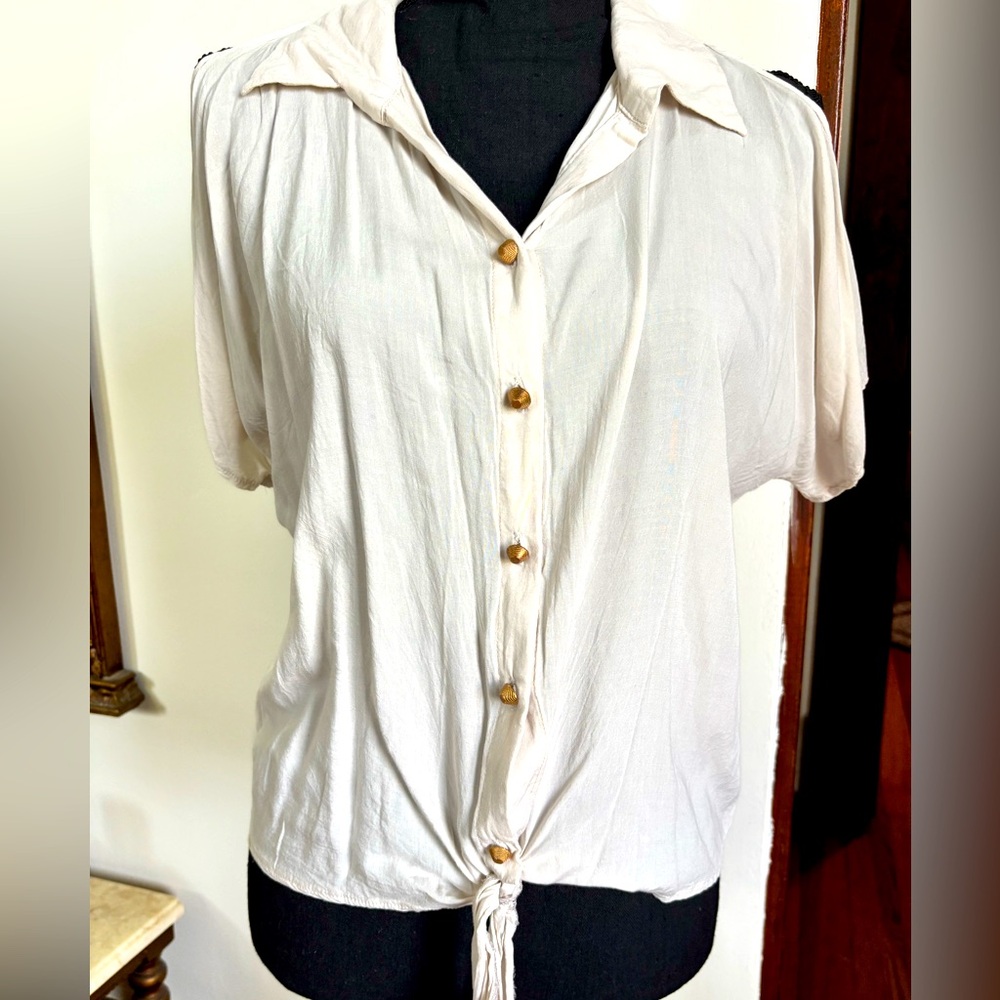 Chocolate Cream Short Sleeve Button Down Shirt